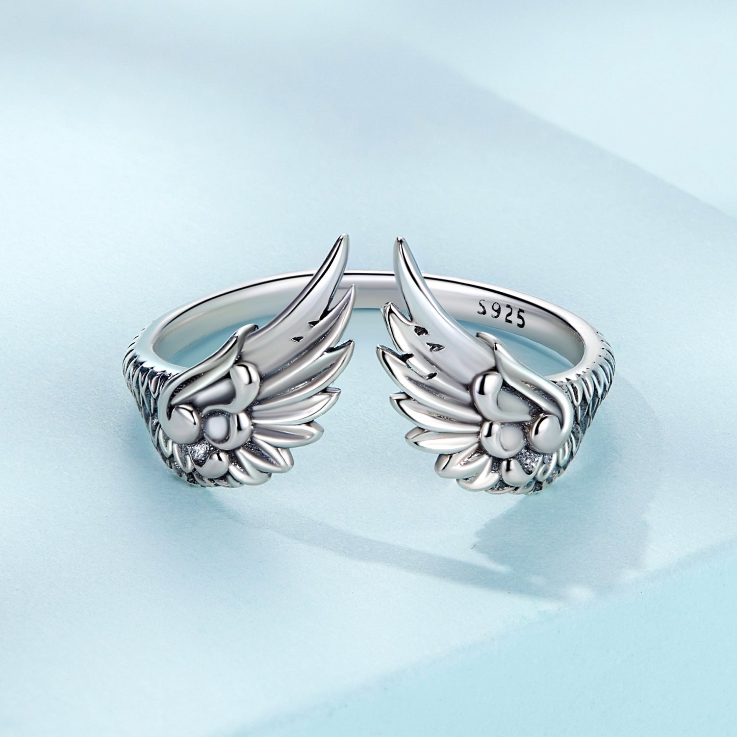 925 Sterling Silver Angel Wing Adjustable Cuff Ring - Delicate Luxury Gift