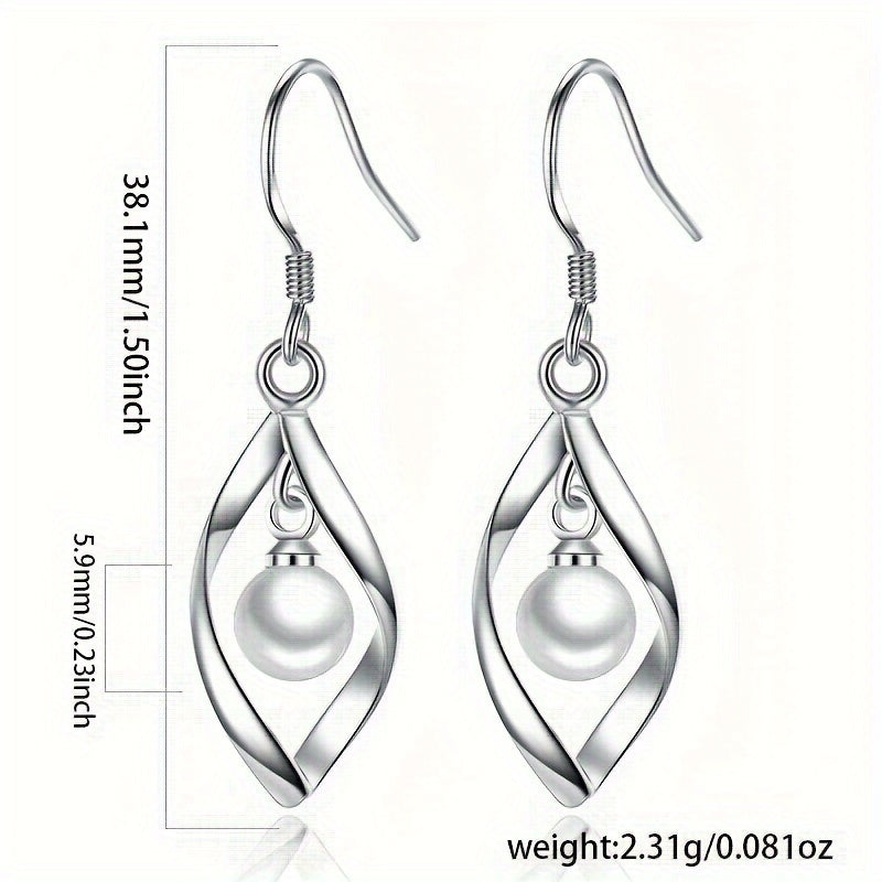 Sterling 925 Silver Freshwater Pearl Decor Dangle Earrings - Luxury Style